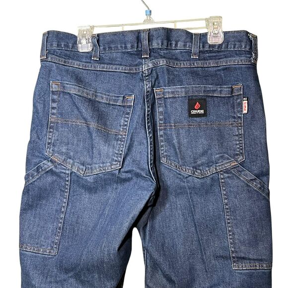 Crude FR Jeans Mens 36x32 Blue Flame Resistant CAT 2 NFPA 2112 ATPV 13 Stretch - Picture 9 of 11